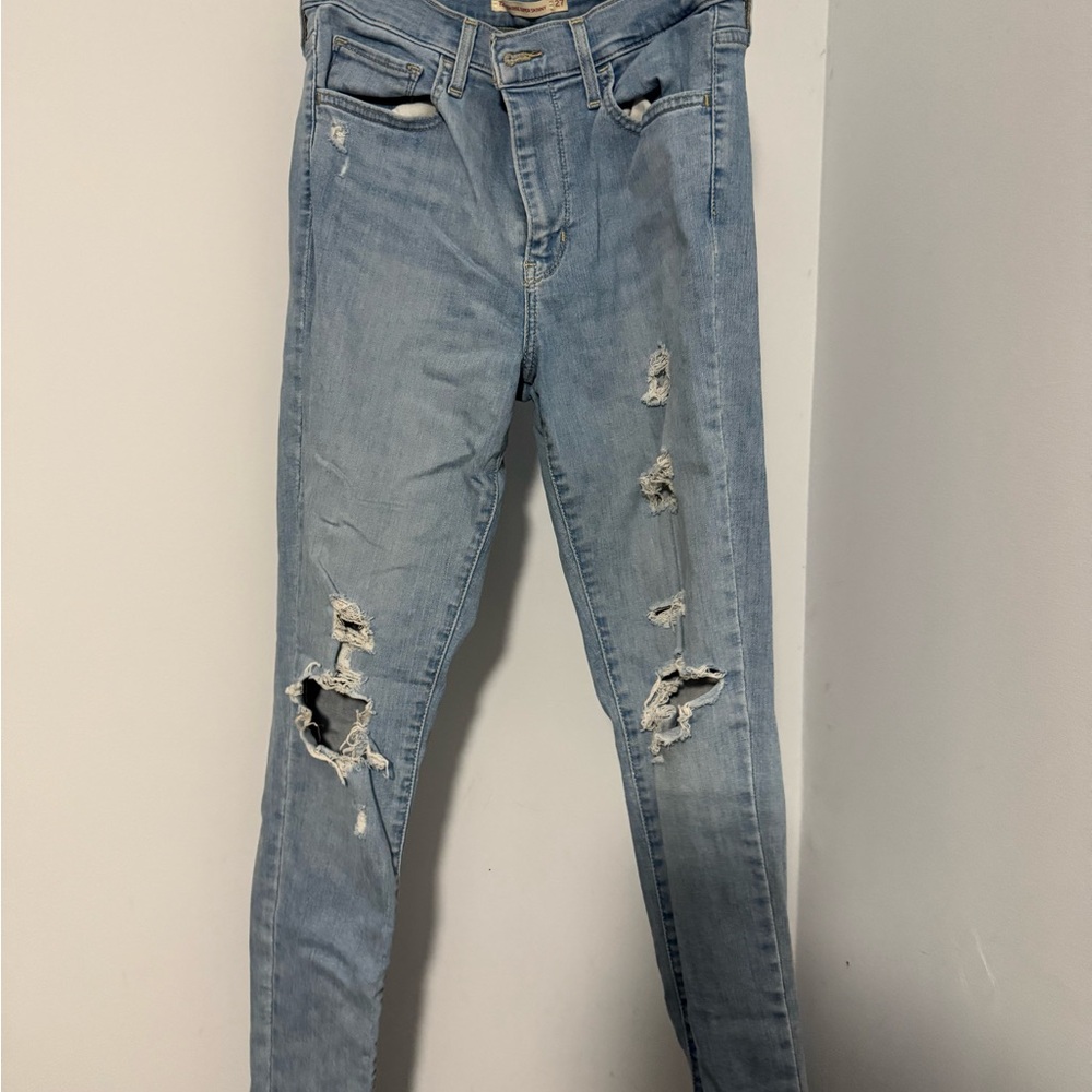 Levi's 710 Super Skinny Blue Skinny Distressed Jeans